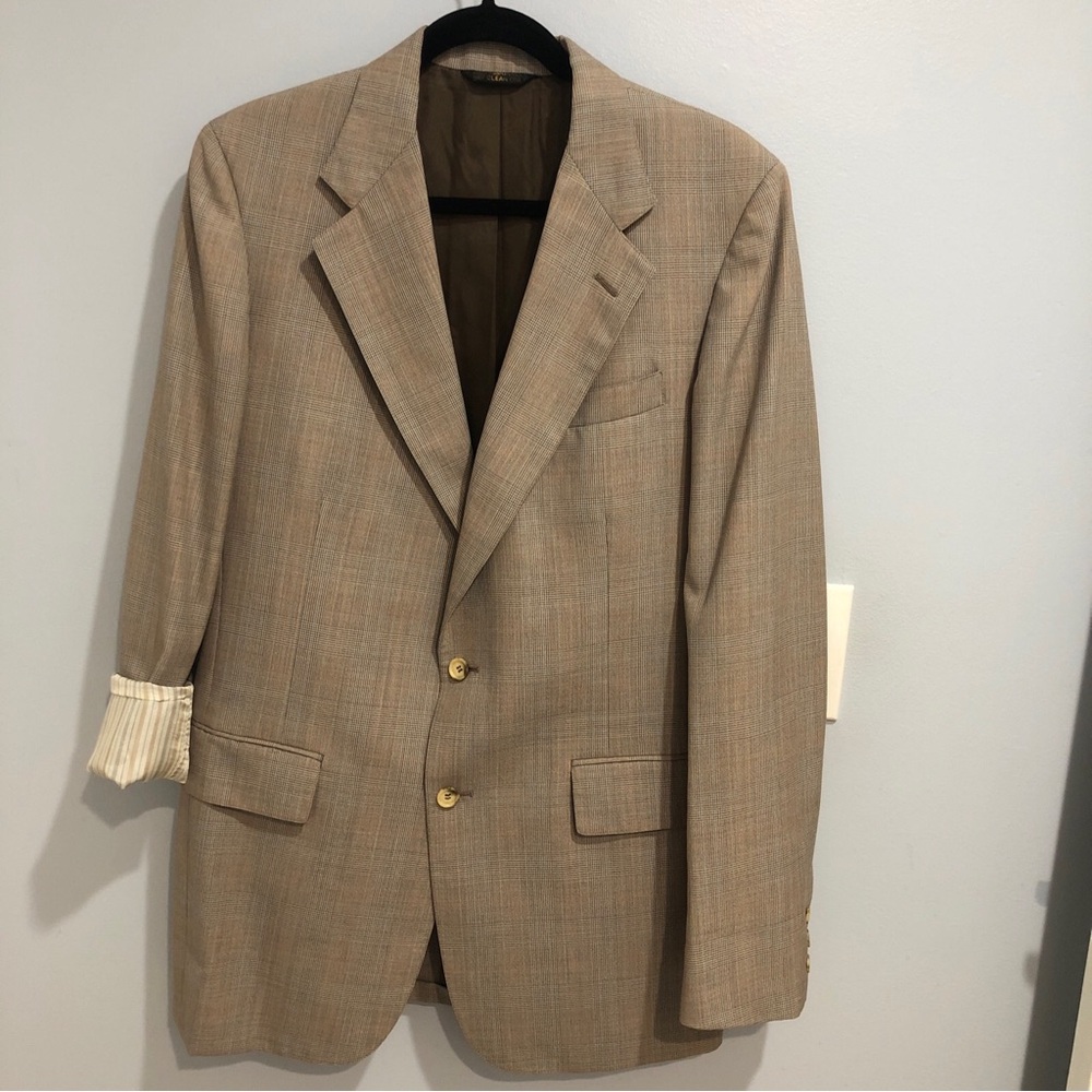 Gordon St. John Cricketeer Coat Mens Plaid Brown 2 Front Button Blazer 40